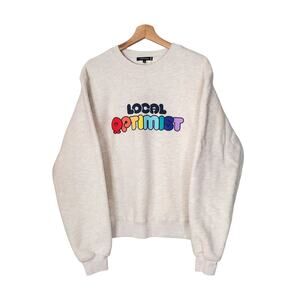 Madhappy Local Optimist Fleece Crewneck Sweatshirt Ash Gray Cotton Size Small